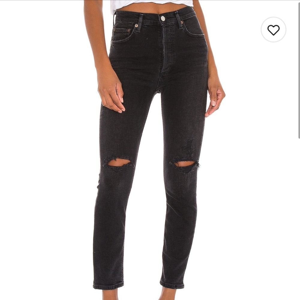 Agolde Nico Jeans - Black Ripped. Size 24